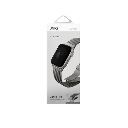 Uniq Dante Pro Apple Watch Self-Adjustable Mesh Steel Band 42/41/40MM - Titanium Silver