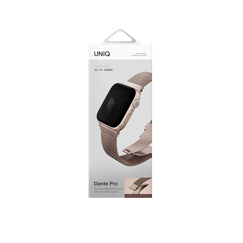 Uniq Dante Pro Apple Watch Self-Adjustable Mesh Steel Band 42/41/40MM - Metallic Rose