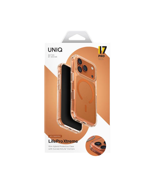 Uniq Hybrid iPhone 17 Pro (2025) 6.3 Magclick Charging Lifepro Xtreme (AF) - Frost Clear/Volt Orange