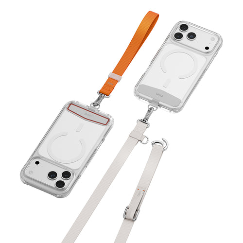 Uniq Vista Flex 2-in-1 Lanyard and Hand Strap - Mist Grey / Volt Orange