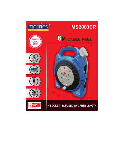 Morries MS2003CR 6M Cable Reel (Blue)