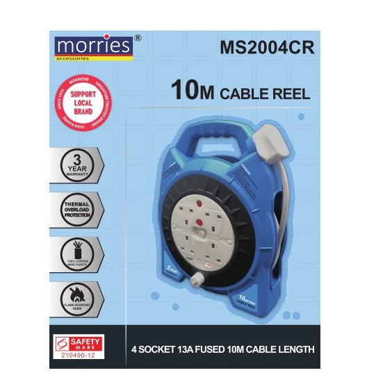 Morries MS2004CR 10M Cable Reel (Blue)