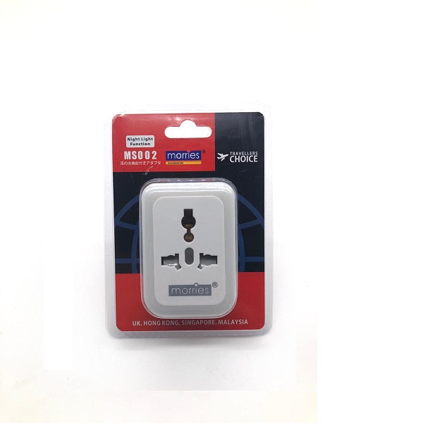 Morries MS002/WNL Travel Adaptor w/Night Light (White)