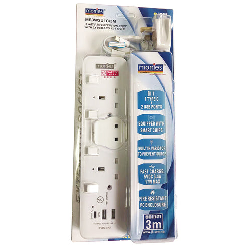 Morries  MS3W2U1C/3M 3Way 3M Extension (2 USB + 1 Type-C)