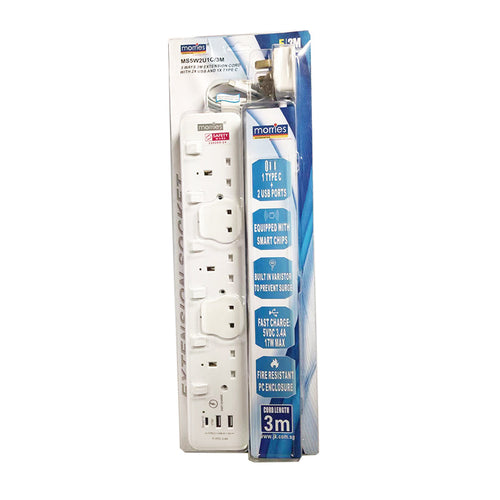 Morries MS5W2U1C/3M 5Way 3M Extension (2 USB + 1 Type-C)