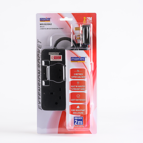 Morries MS2828N2/2M/BLACK 2Way 2M Extension with Surge