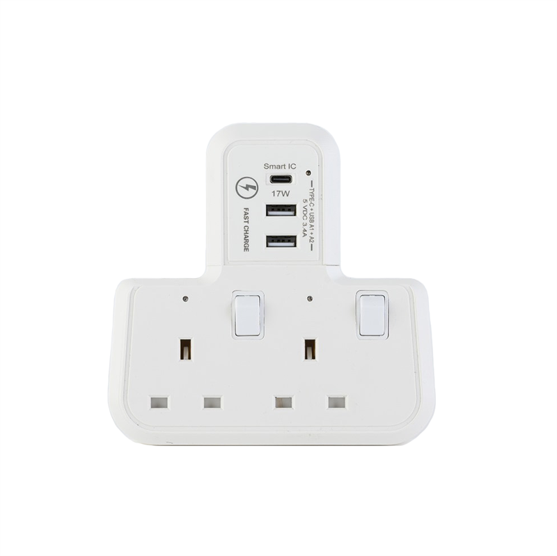 Morries MS202USBCTSA T-Shape 2Way Adapter with 2X USBA + 1 USB C