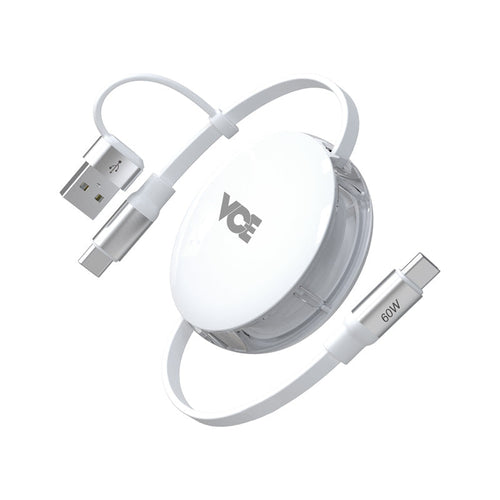 VCE VE-CRO2 USB-A/USB-C To USB-C PD60W Retractable Cable