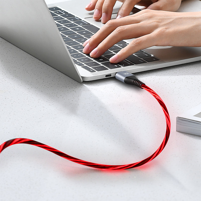 VCE VE-TC04 PD60W USB-C to USB-C Cable with LED Light Silver