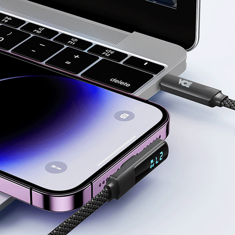 VCE VE-TC13-BK 90° PD100W 1.2M USB-C to USB-C Cable Black