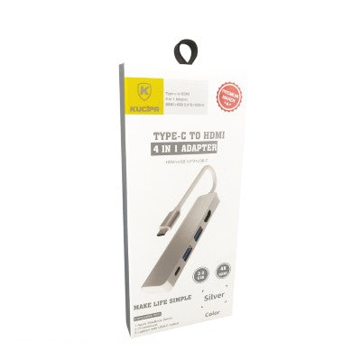 Kucipa H57 Type-C to HDMI 4 in 1 Adapter (Silver)