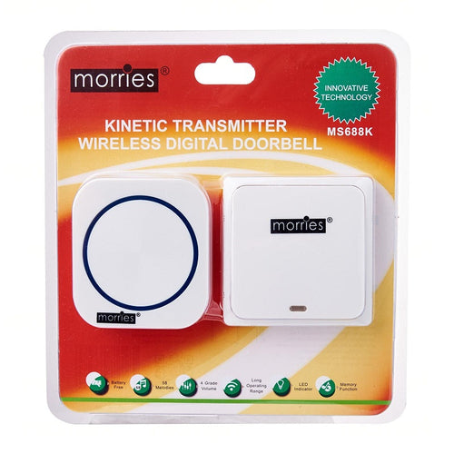 Morries MS688K Kinetic Wireless Digital Doorbell
