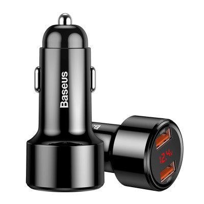 Baseus CCMLC20A-01 Dual USB-A QC Quick Car Charging 45W (Black)