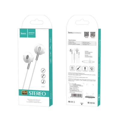 Hoco M57 Wired Earphones with Mic (White)