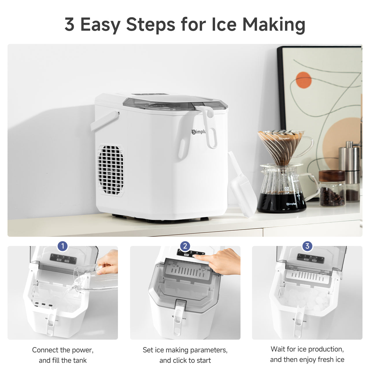 Simplus ZBJH001WH00-S White 1.2L Ice Maker