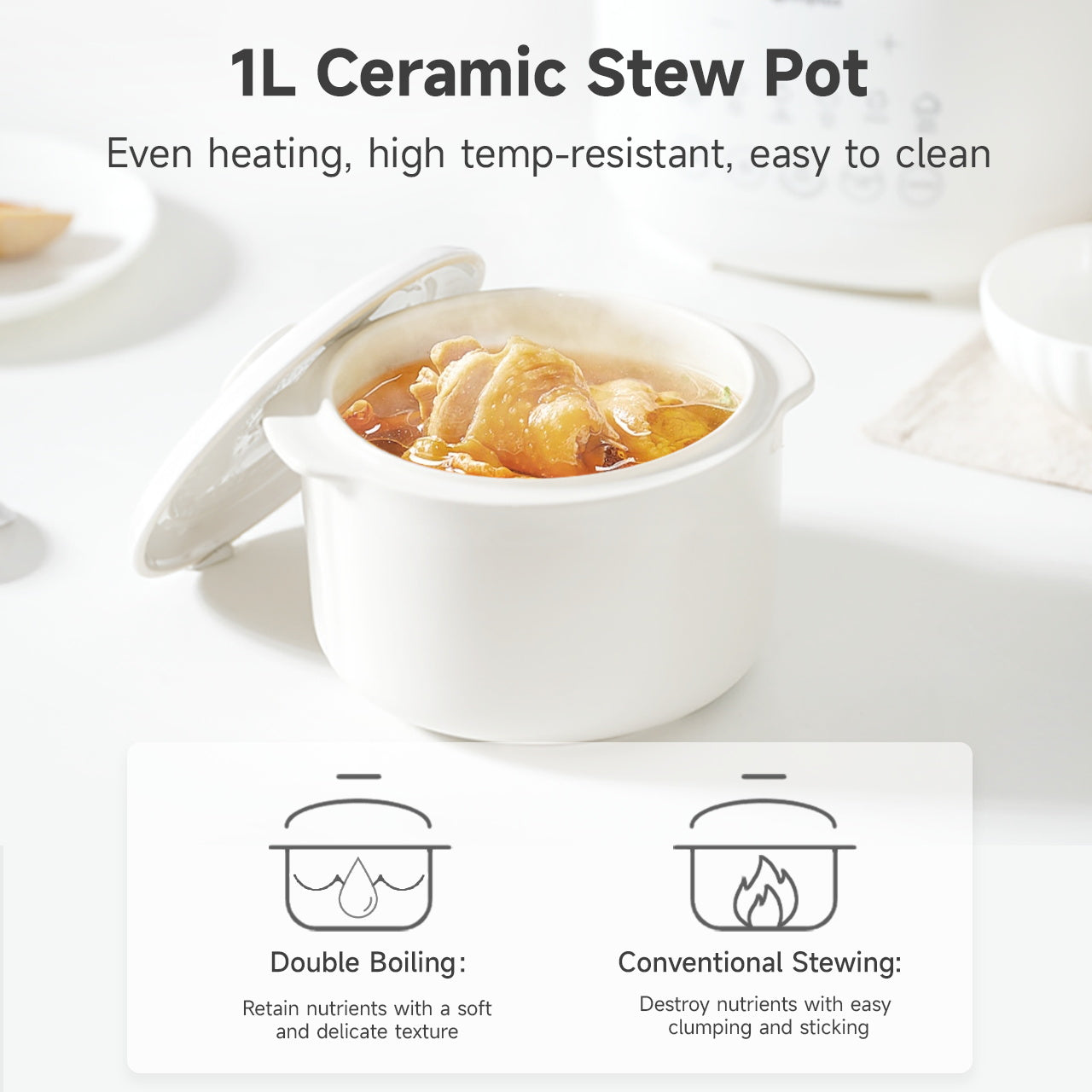 Simplus DDGU001WH01-S White 1L Electric Slow Cooker