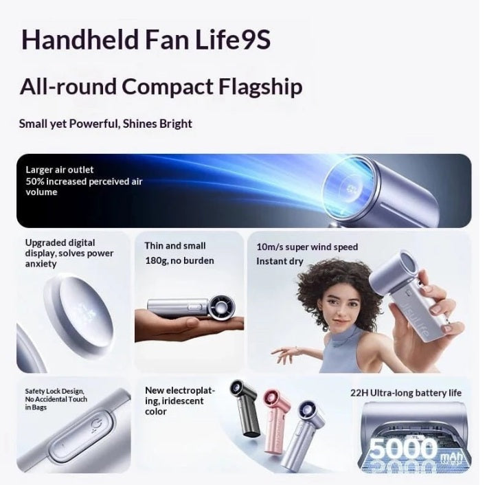 JisuLife Life 9S 5000mAh Silver Handheld Fan