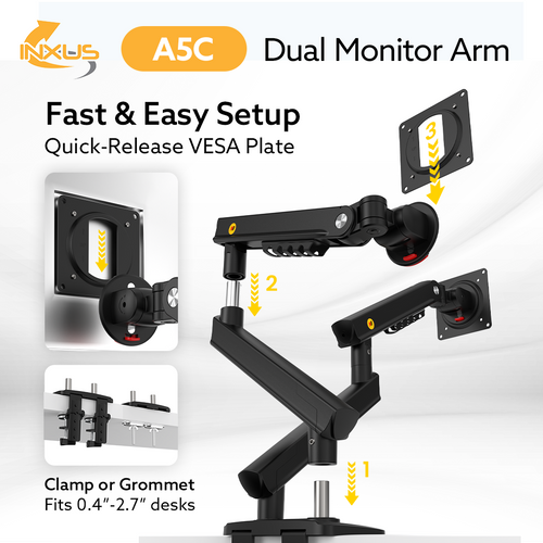 Northbayou A5C Dual Monitor Mount (Black)