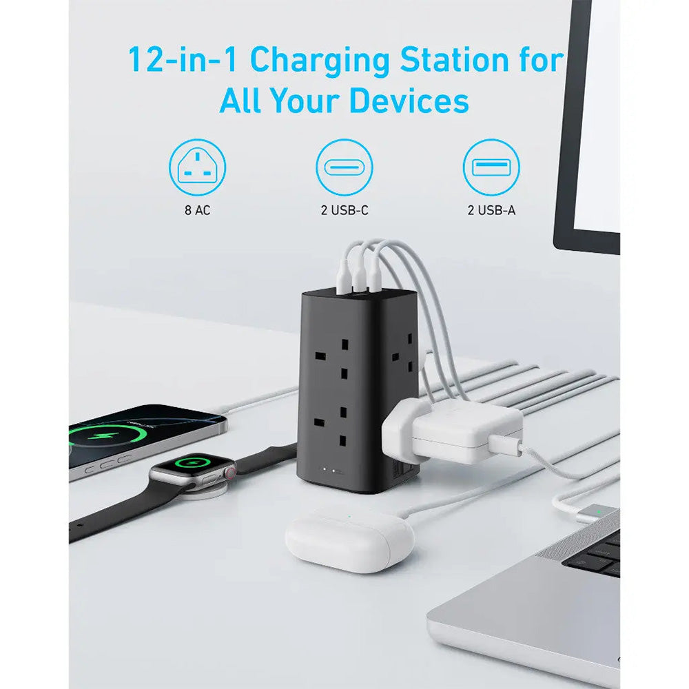 Anker A9185 12-in-1 Power Strip 20W 8Plug+2A+2C Tower Extension
