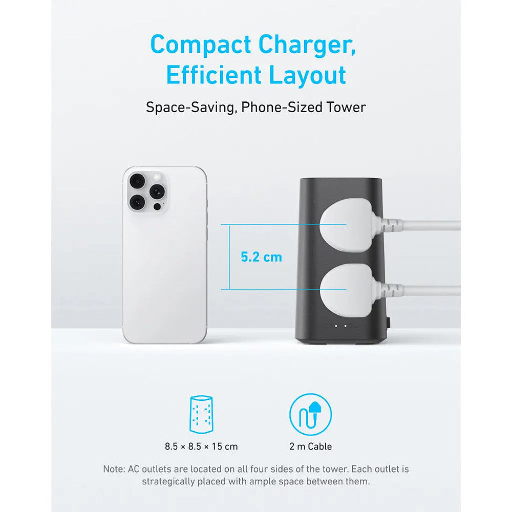 Anker A9185 12-in-1 Power Strip 20W 8Plug+2A+2C Tower Extension