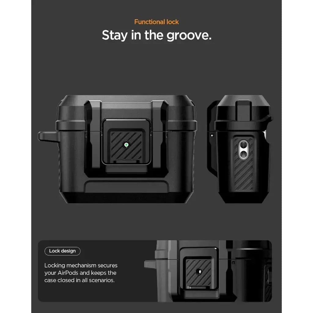Spigen AirPods Pro (3rd Gen) Case Lock Fit - Matte Black