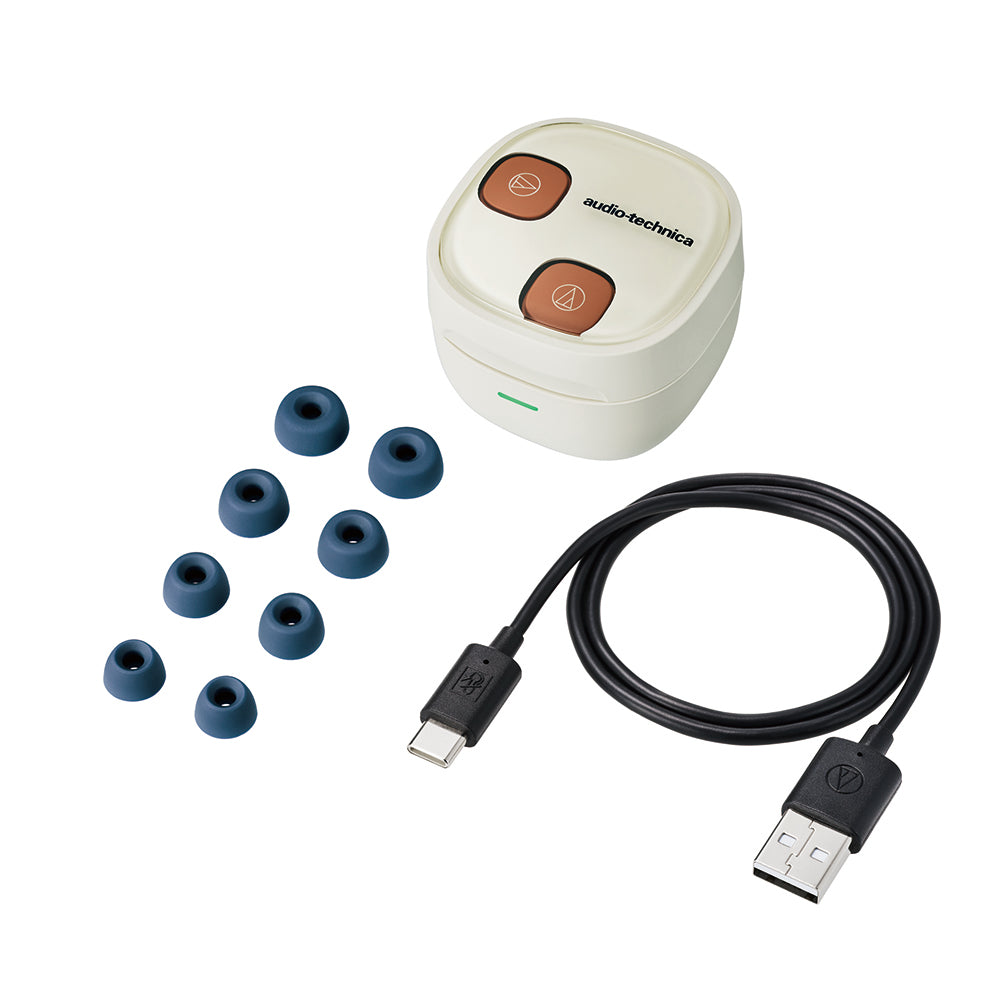 Audio-Technica ATH-SQ1TW2NC TWS ANC Earbuds - White Cream