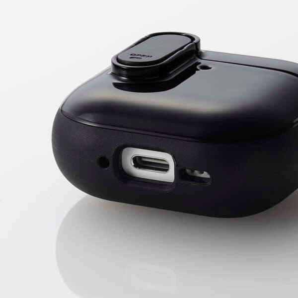 Elecom AVA-AP06TSLBK Tough Slim Lock for AirPods 4 (Black)