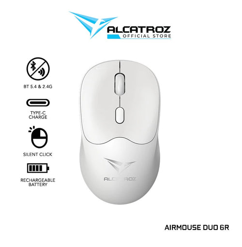 Alcatroz Airmouse Duo 6R Silent Mouse Mist White