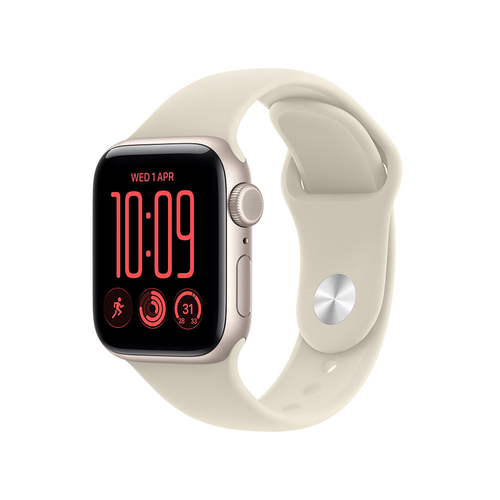 Apple Watch SE 3 (GPS + Cellular) 40mm Starlight Aluminium - Sand Sports Band S/M