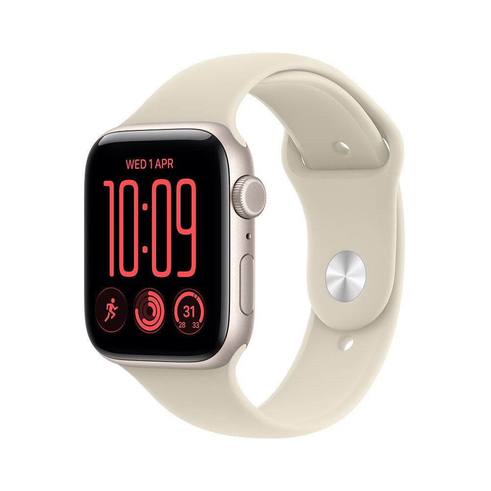 Apple Watch SE 3 (GPS + Cellular) 44mm Starlight Aluminium - Sand Sports Band S/M