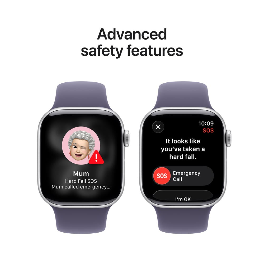 Apple Watch Series 11 GPS 42mm Silver Aluminium Case with Purple Fog Sport Band - S/M