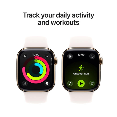 Apple Watch Series 11 GPS + Cellular 42mm Gold Titanium Case with Light Blush Sport Band - M/L