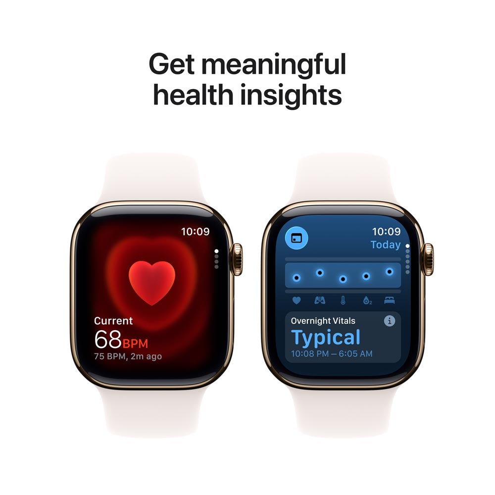 Apple Watch Series 11 GPS + Cellular 42mm Gold Titanium Case with Light Blush Sport Band - S/M