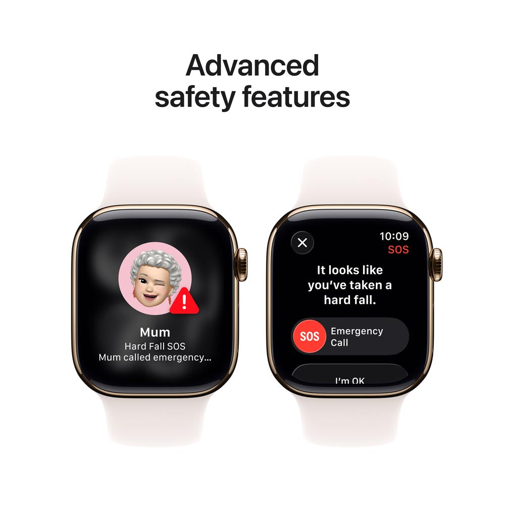 Apple Watch Series 11 GPS + Cellular 46mm Gold Titanium Case with Light Blush Sport Band - S/M