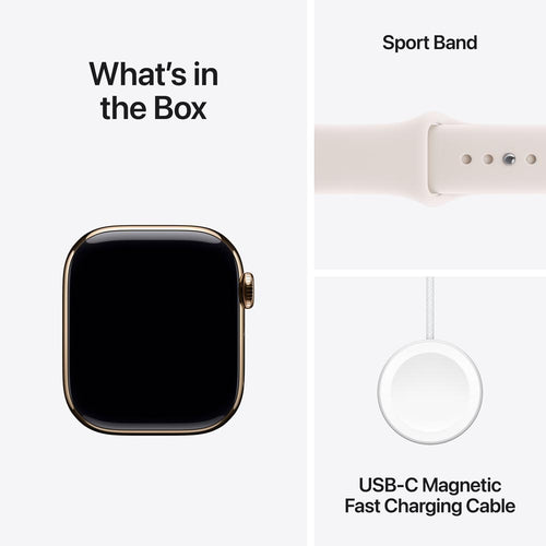 Apple Watch Series 11 GPS + Cellular 46mm Gold Titanium Case with Light Blush Sport Band - S/M