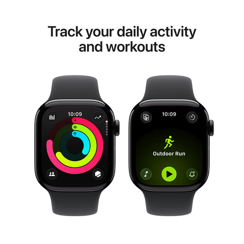Apple Watch Series 11 GPS + Cellular 42mm Jet Black Aluminium Case with Black Sport Band - M/L