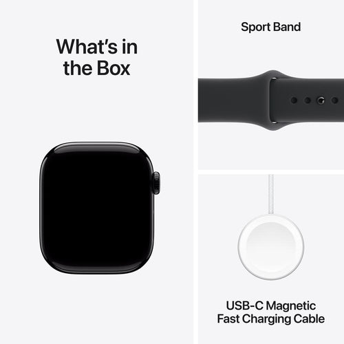 Apple Watch Series 11 GPS + Cellular 42mm Jet Black Aluminium Case with Black Sport Band - M/L