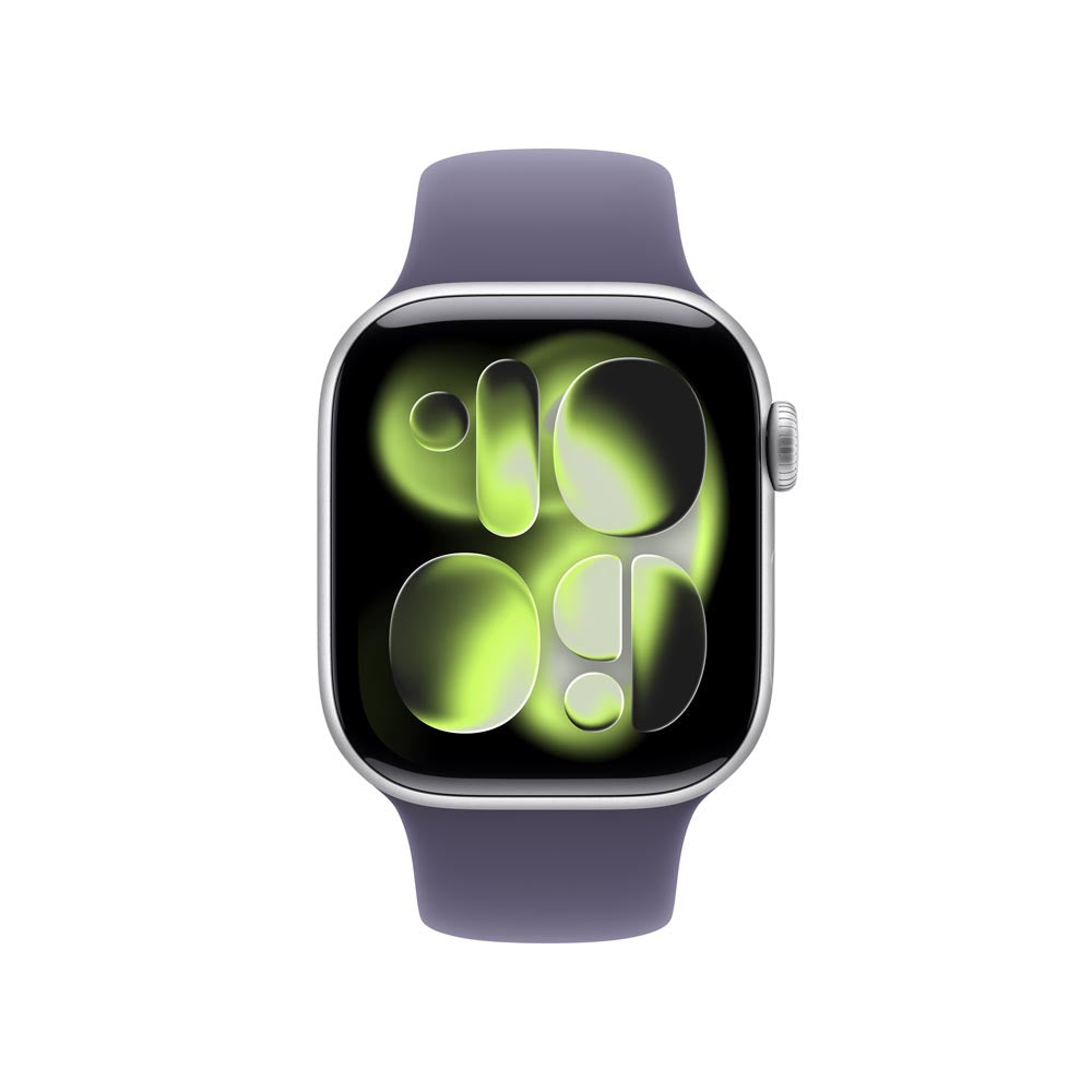 Apple Watch Series 11 GPS + Cellular 42mm Silver Aluminium Case with Purple Fog Sport Band - S/M