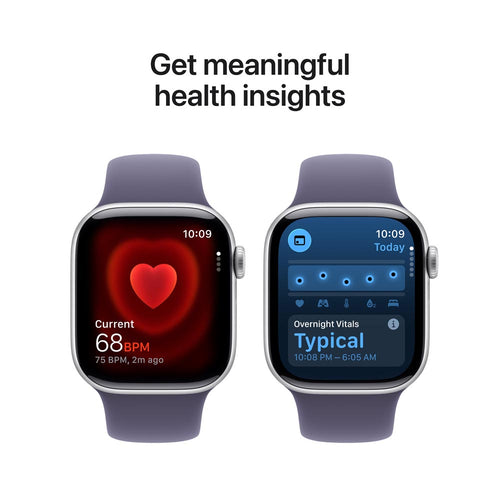 Apple Watch Series 11 GPS + Cellular 42mm Silver Aluminium Case with Purple Fog Sport Band - S/M