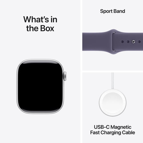Apple Watch Series 11 GPS + Cellular 42mm Silver Aluminium Case with Purple Fog Sport Band - S/M