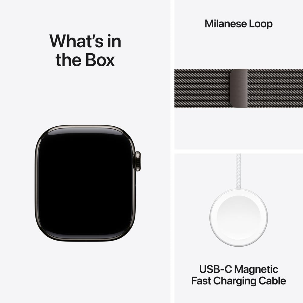 Apple Watch Series 11 GPS + Cellular 42mm Slate Titanium Case with Slate Milanese Loop