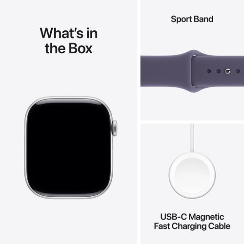 Apple Watch Series 11 GPS 46mm Silver Aluminium Case with Purple Fog Sport Band - S/M