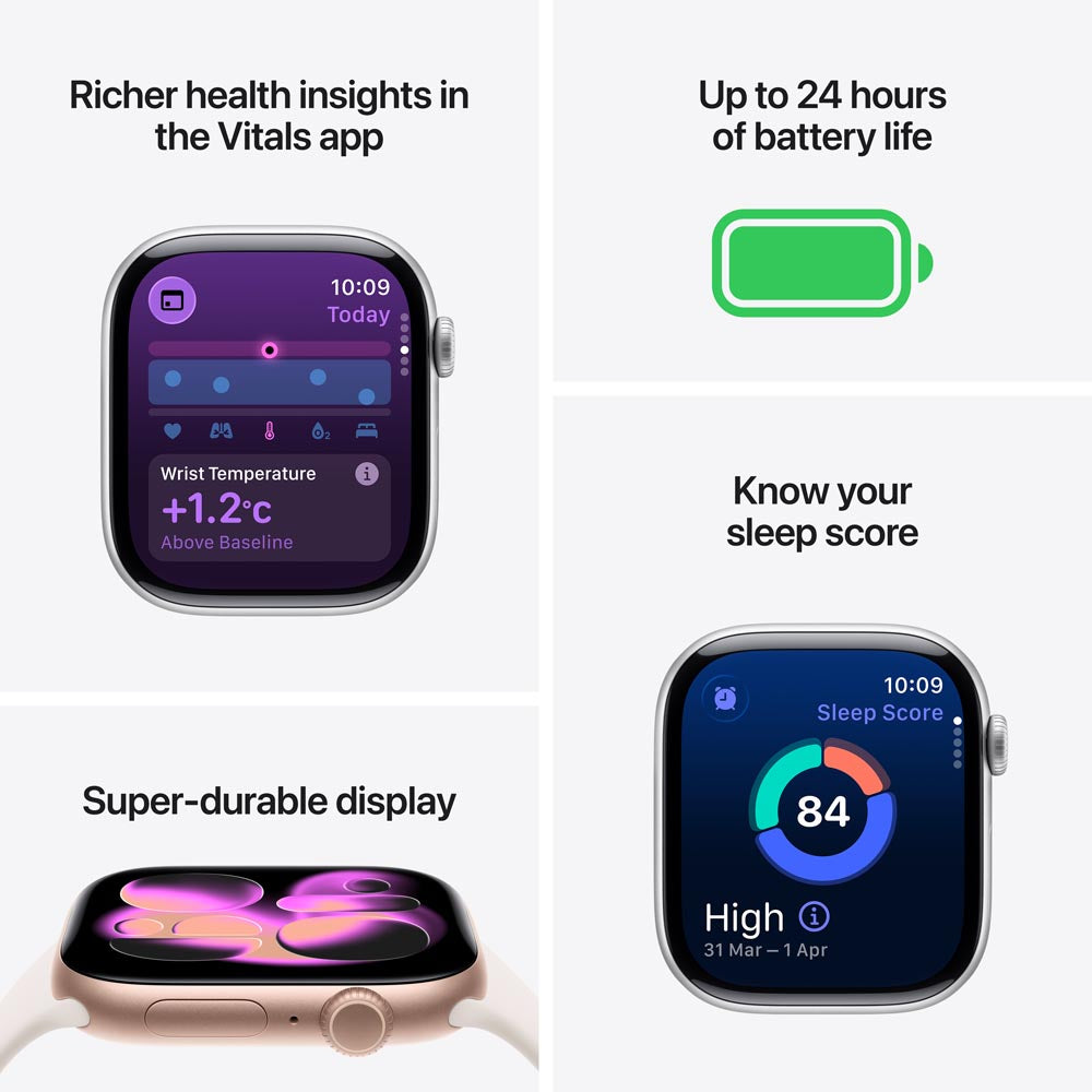 Apple Watch Series 11 GPS 46mm Space Grey Aluminium Case with Black Sport Band - S/M