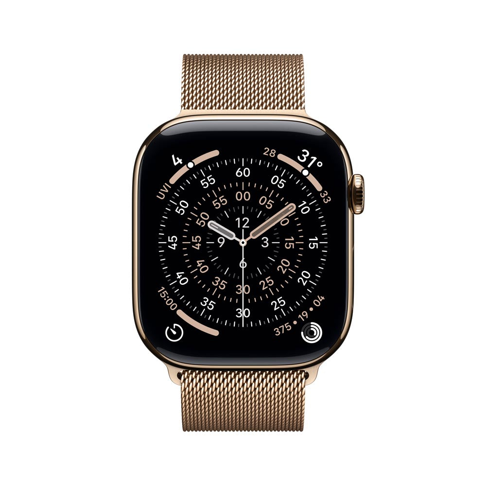 Apple Watch Series 11 GPS + Cellular 46mm Gold Titanium Case with Gold Milanese Loop - S/M