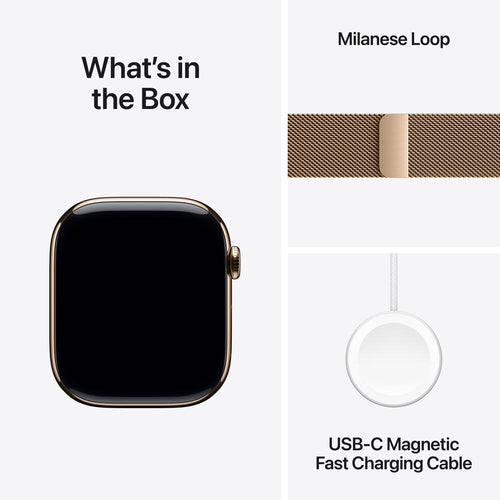 Apple Watch Series 11 GPS + Cellular 46mm Gold Titanium Case with Gold Milanese Loop - M/L