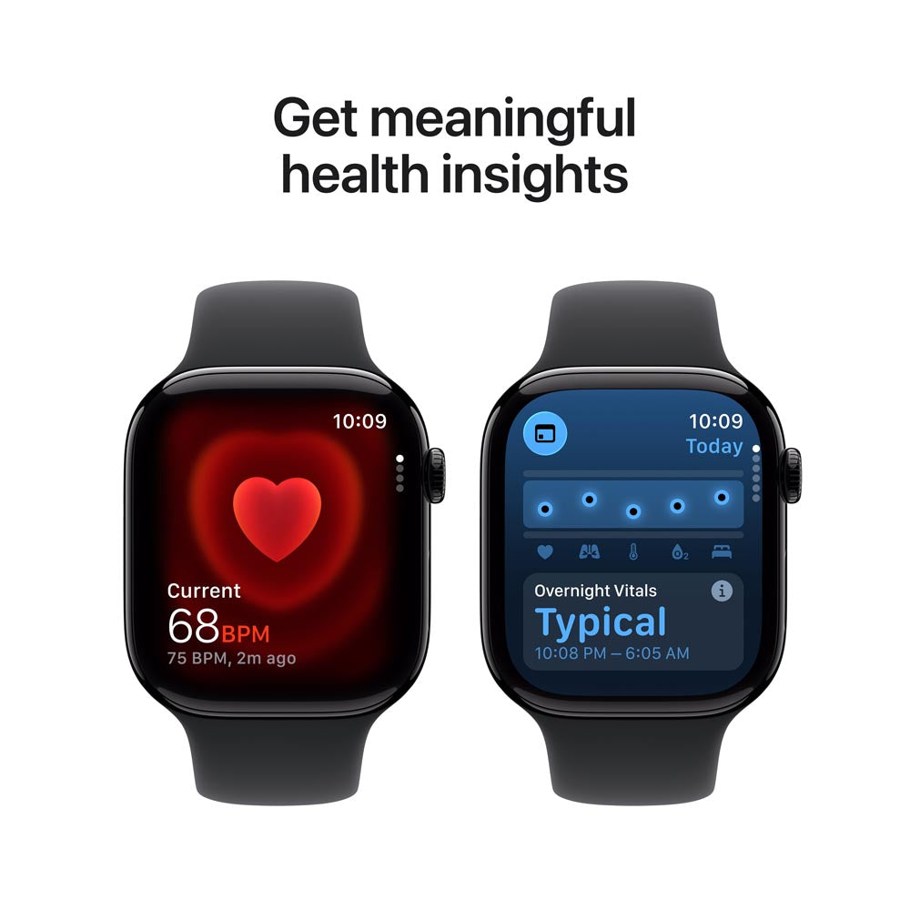 Apple Watch Series 11 GPS + Cellular 46mm Jet Black Aluminium Case with Black Sport Band - S/M