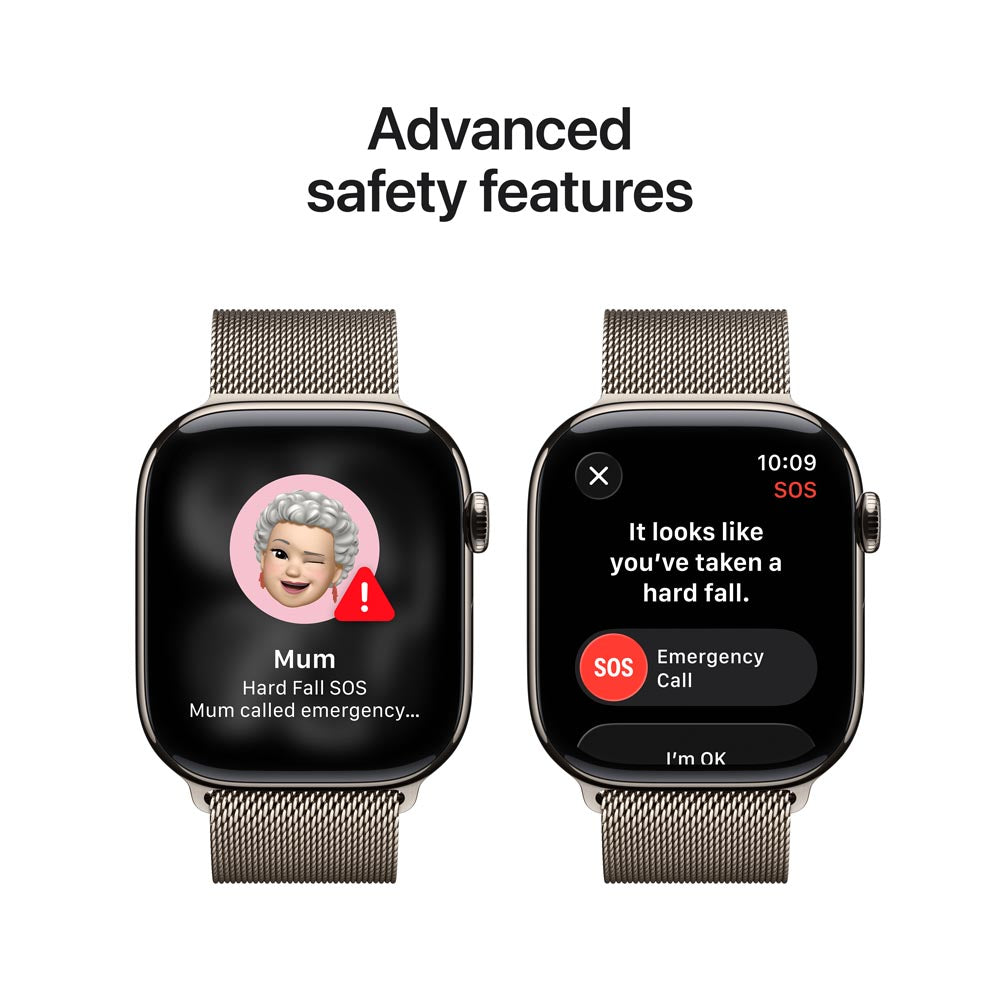 Apple Watch Series 11 GPS + Cellular 46mm Natural Titanium Case with Natural Milanese Loop - S/M