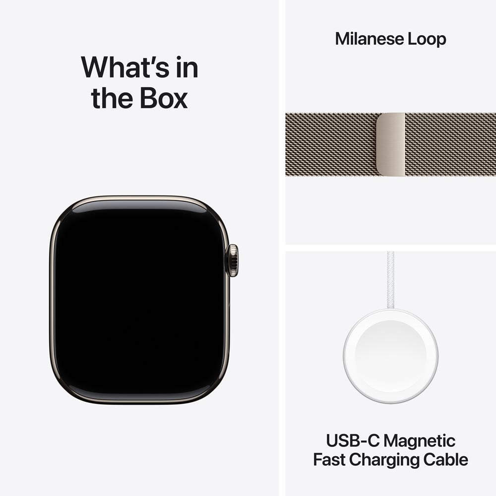 Apple Watch Series 11 GPS + Cellular 46mm Natural Titanium Case with Natural Milanese Loop - S/M