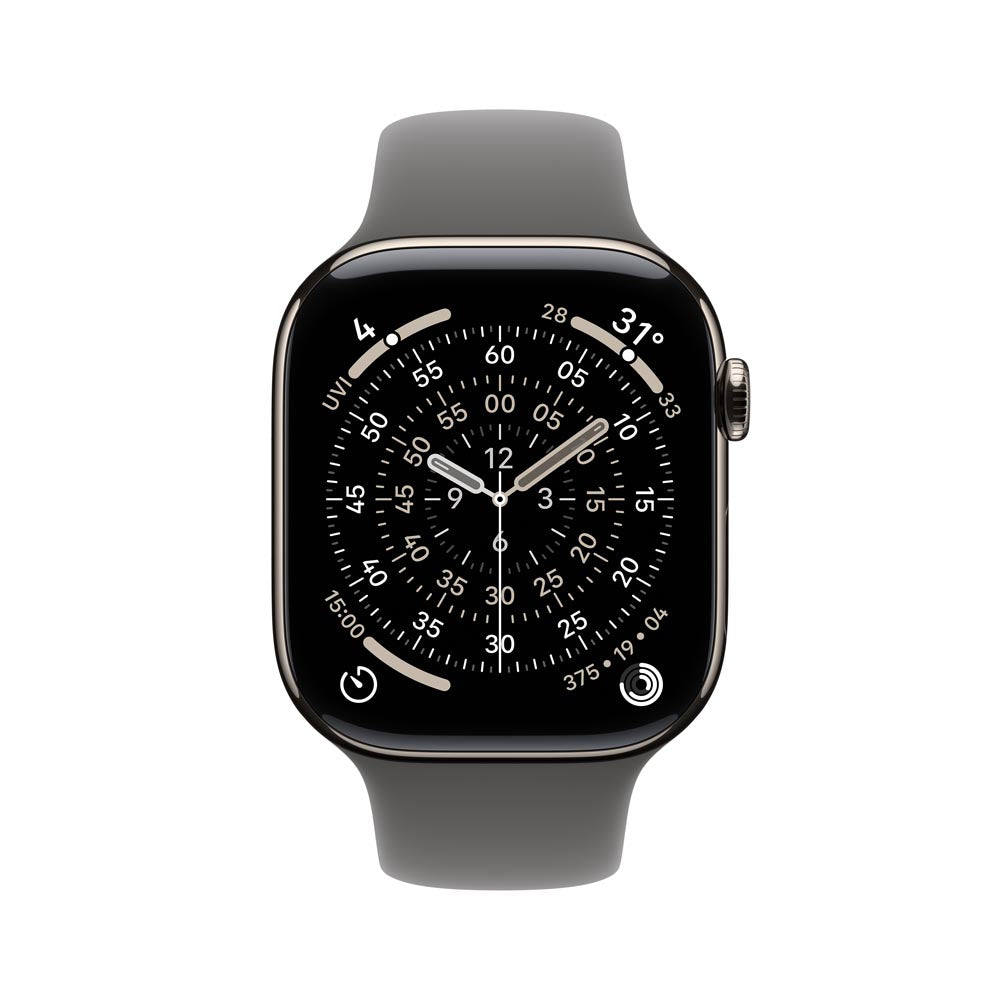 Apple Watch Series 11 GPS + Cellular 46mm Natural Titanium Case with Stone Grey Sport Band - M/L