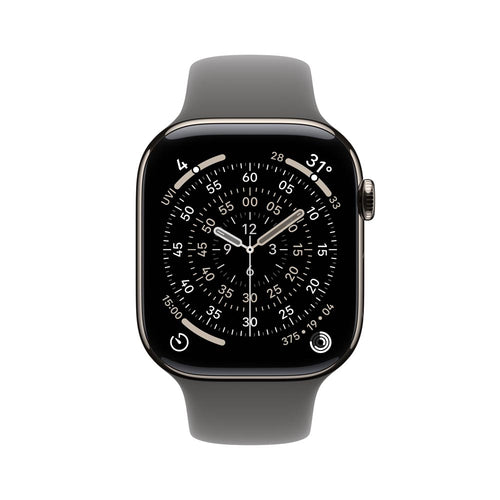 Apple Watch Series 11 GPS + Cellular 42mm Natural Titanium Case with Stone Grey Sport Band - S/M